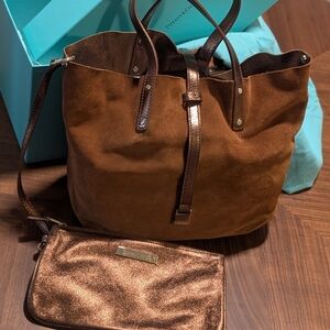 Tiffany & Co. Metallic Leather Tote with Matching Pouch – Bronze/Copper